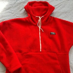 LL Bean women’s 1/2 zip hoody fleece orange medium
